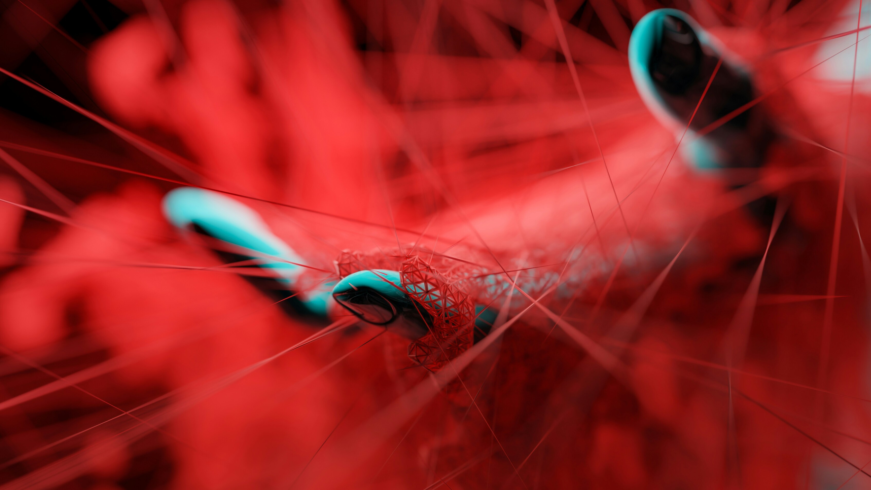 Abstract close-up illustration of red blood cells flowing through a vessel